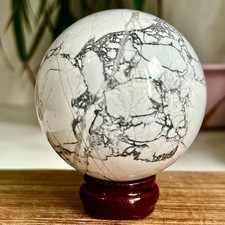 462G Natural Beautiful White Pine Stone Crystal Ball Gemstone Quartz Stone Sampl