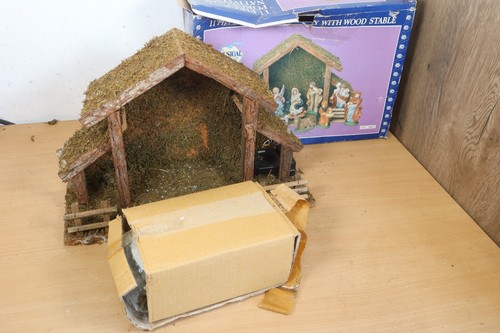 Vintage nativity scene with - vintage,