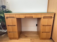 Oak Double Desk With Leather