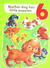 1950s DOGS - COUNT THE ANIMALS ORIGINAL drawing art CHILDREN'S BOOK PAINTING