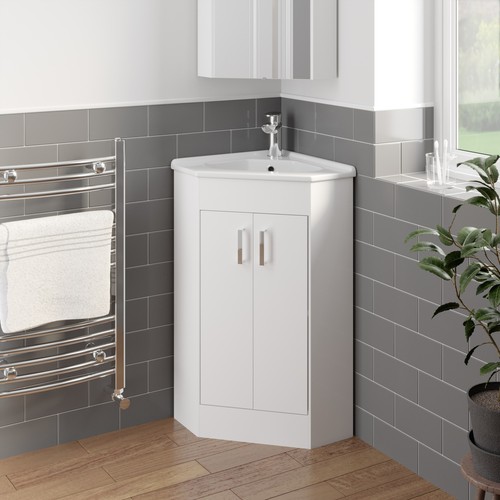 White corner vanity unit - vanity, with