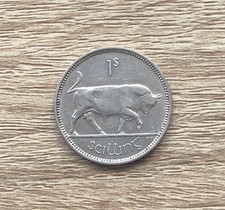Irish 1939 Silver 1s Shilling Bull/Harp Excellent Grade