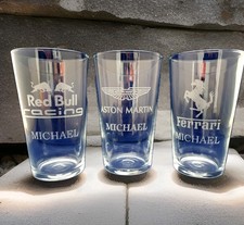 Personalised Engraved Pint Glass With Any Formula 1 Team Logo & Name F1 Glass