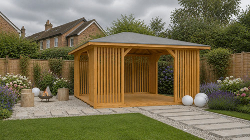 Modern wooden garden gazebo - modern,