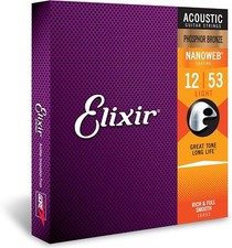Elixir 16052 Strings Phosphor Bronze Acoustic Guitar Strings w NANOWEB Coating