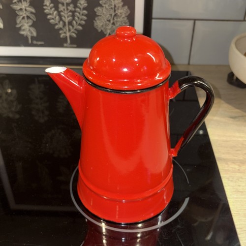 Vintage red enamel metal - vintage,