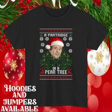Funny Alan Partridge Pear Tree Christmas T-Shirt | Ugly Sweater Style Tee Top