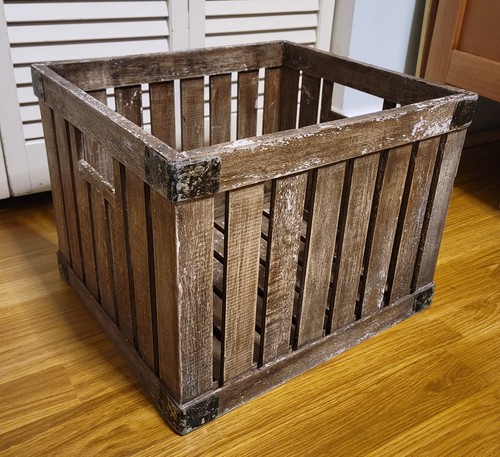 Wooden crate record storage - wooden,