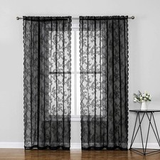 Black Vintage Floral Voile