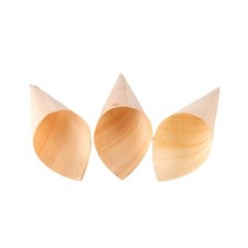  50pcs Disposable Ice Cream Cups Wooden Appetizer Cones for Party Foods Snacks