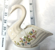Vintage IRISH Porcelain Swan Cre Made In Galway Ireland Sugar Jewellery Dish