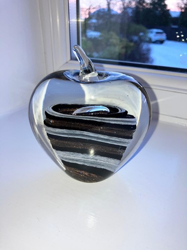 Glass apple shaped paperweight - glass,