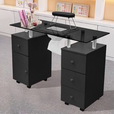Movable Manicure Table Nail Station Beauty Salon Equipment with Drawers/Arm Rest
