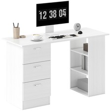 HOMCOM 120cm Computer Desk PC Table Workstation w/ 3 Shelf & Drawers White