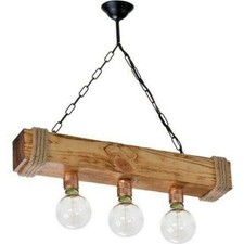 LENA-Wooden Ceiling Light Rustic Chandelier Natural Pine Handmade Antique   