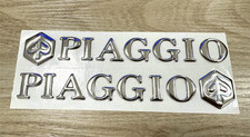2x Piaggio VESPA  FRONT SIDE & LEGSHIELD 3D Badge EMBLEM SILVER CHROME APE gts
