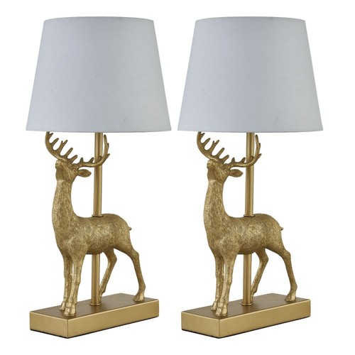 Set gold stag table lamp - gold,