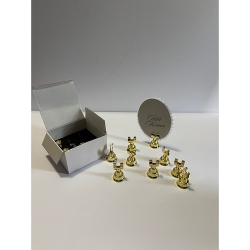 Gold table card holders - card,