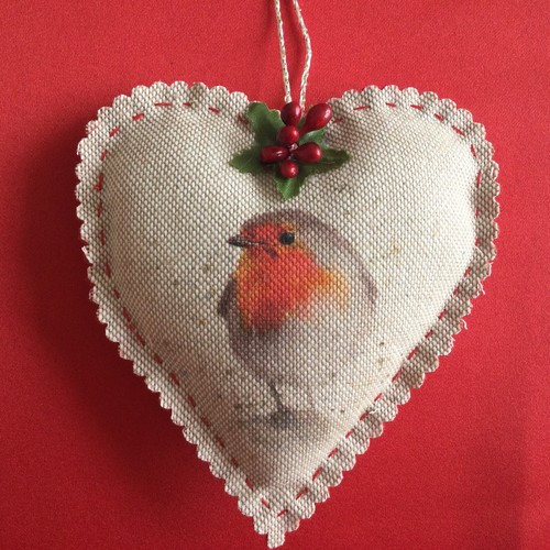 Christmas robin fabric - fabric, hanging