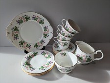 Crown Trent Staffordshire Fine Bone China Tea Set, Cake Plate, Jug, 15 Pieces