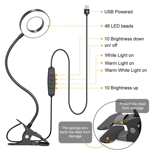 Led clip light dimmable - clip, desk