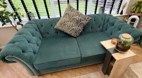 Next teal fabric seater sofa - 3,