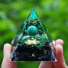 Orgonite Pyramid Amethyst Peridot Healing Crystal Energy Orgone EMF Protection