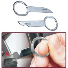 2Pcs Silver Iron Car Audio Radio Stereo Release Removal Tool Key Kit Accessories