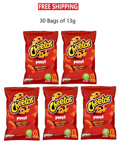 Cheetos puffs sweet - and, spicy