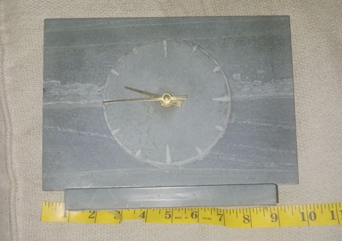 Grey slate clock quartz - grey,