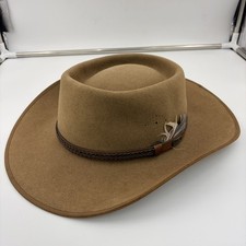 Genuine Akubra Plainsman Hat Size 57 made in Australia Fur Felt Olive Brown