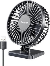 Portable USB Desk Fan Quiet Powerful 3 Wind Speeds Button Control 30° Adjustment