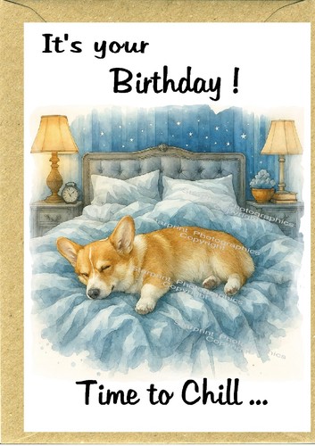 Corgi dog birthday card - dog,