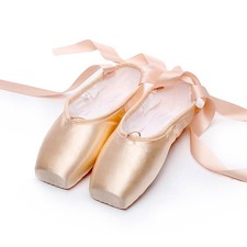 Pink Professional Pointe Ballet Dance Shoes Satin With Toe Pads Women Girls