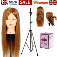 22" Training Head 70% Real Hair Styling Long Hairdressing Mannequin Doll Clamp