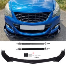 For Vauxhall Opel Corsa D VXR 06-14 Gloss Front Bumper Splitter Lip + Strut Rods