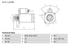 Bosch 0986016350 starter - 0986016350, motor