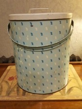 Vtg Storage Tin Bread Flour Regency Ware Windmill Pattern 1ft Tall Carry Handle