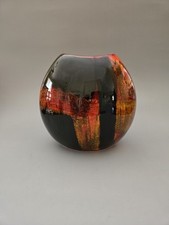 Vintage MCM Poole Pottery Purse Vase Volcano Red 7½" High × 8" Wide