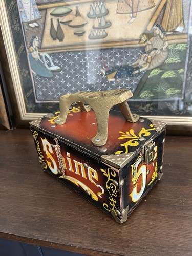 Vintage shoe shine box - vintage, painted