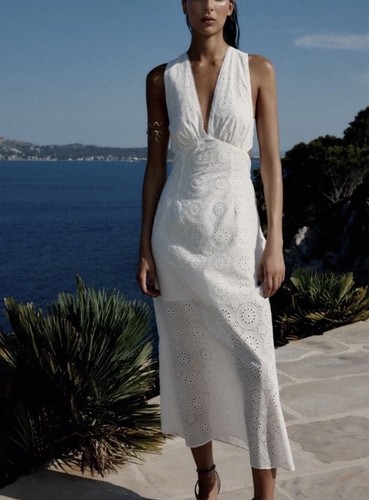 Zara white embroidered midi - zara,