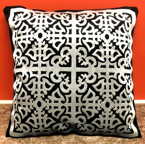 Black silver grey geometric - black,