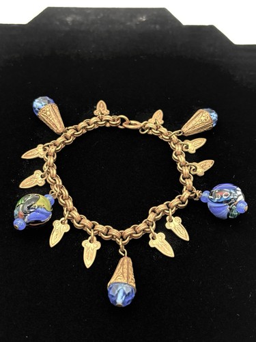 Vintage charm bracelet blue - charm,