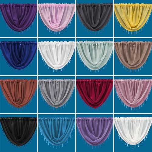 Plain beaded voile swags all - plain,
