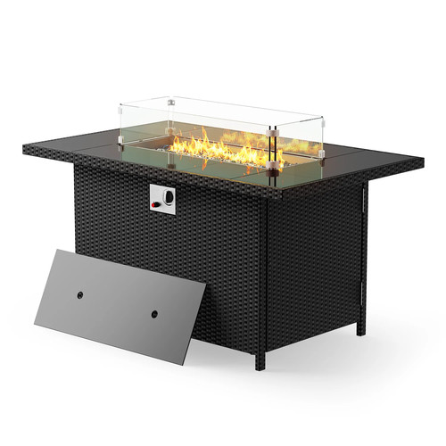 110cm rattan gas fire pit - 110cm,