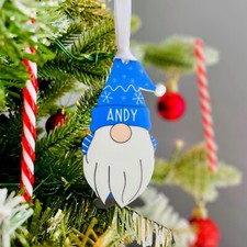 Personalised Christmas Acrylic Gonk Bauble - Blue - Add any Name