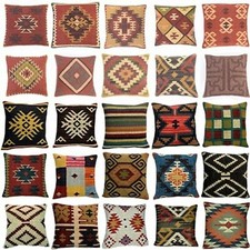 Indian Handmade Vintage Cushions Kilim Pillow  Wool Jute Cushion Cover Throw