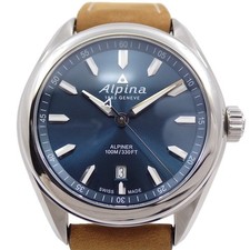 Alpina Quartz Men Watch Blue Dial Leather Strap AL240X4E6