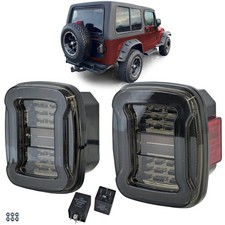 LED Lightbar Tail Lights Black Smoke for Jeep Wrangler CJ YJ TJ 1986-2007