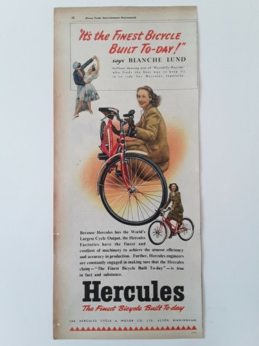Hercules bicycle advert - advert, 1947
